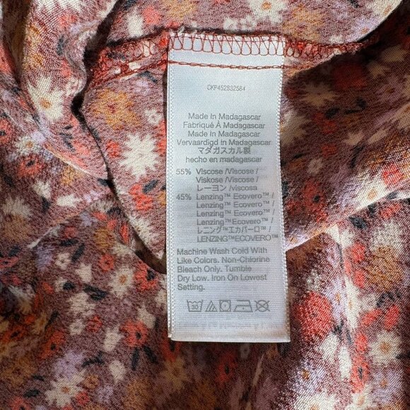 Madewell Floral V-Neck Keyhole Top Women's Medium - Picture 5 of 7